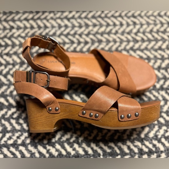 LUCKY BRAND Famla Platform Leather Sandal in Tan Size 8.5 - Picture 6 of 9